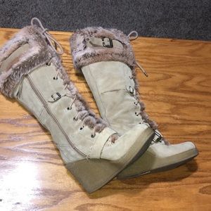 Report Fur Leather Tall Boots size 6.5